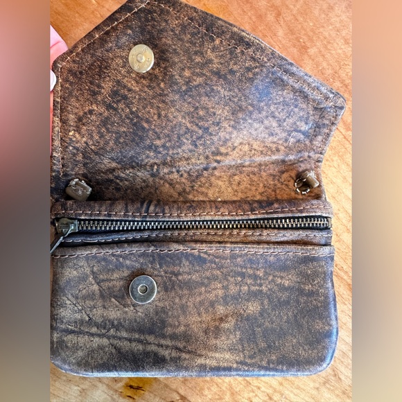 MacClay Leather Distressed Brown Crossbody Bag Handmade Sm 4x6 Marbled Rustic - Picture 6 of 15